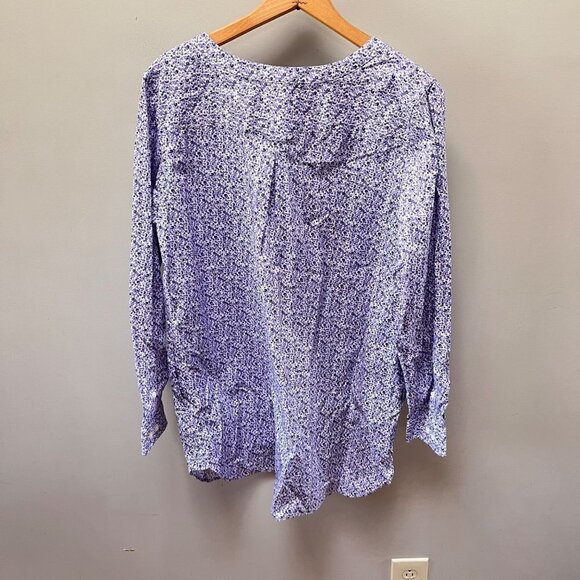 Duluth Trading Tunic Womens Size L Purple Floral Wrinkle Fighter Top - Picture 5 of 5